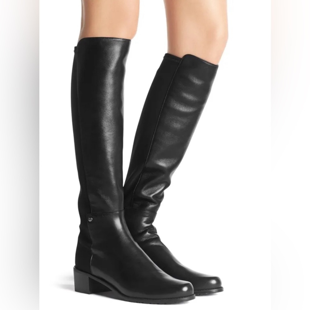STUART WEITZMAN MIXITUP MEZZAMEZZA BLACK LEATHER KNEE STRETCH CLASSIC 5050 4.5M